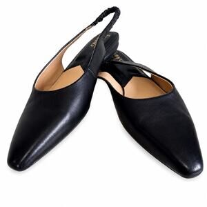 Franco Sarto Telica Slingback Flats Womens Size 9M Black Leather Quiet Luxury